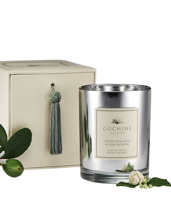 cochine saigon candle, water hyacinth and lime blossom candle, essential oil