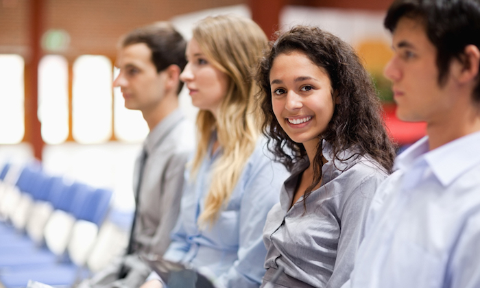 young female at interview workshop