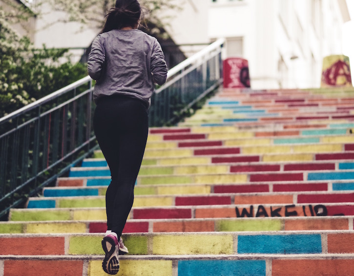 Woman Running upstairs