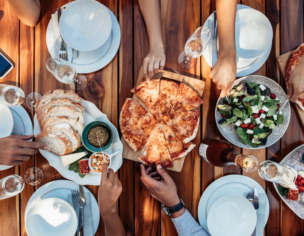 Family of Four eating