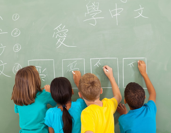 Mandarin writing on chalkboard