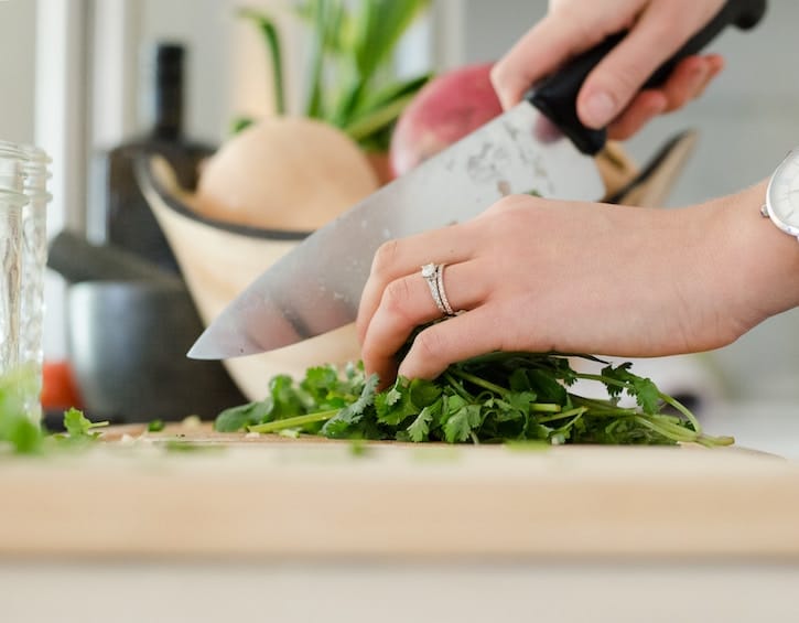 Woman cooking at home