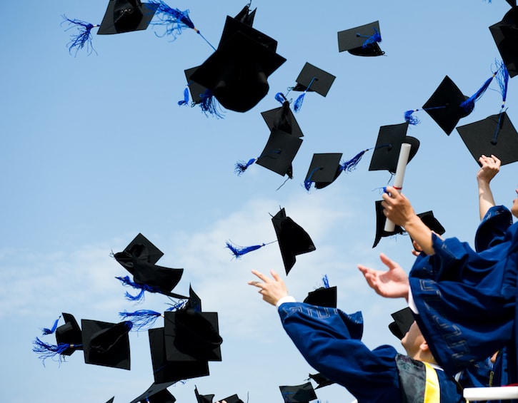 Saving for college kids throwing caps