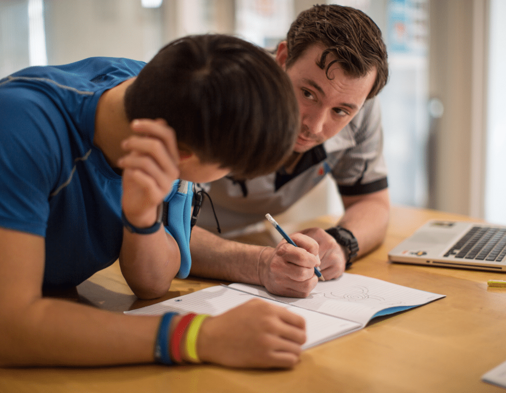 High School student and teacher prepping for college