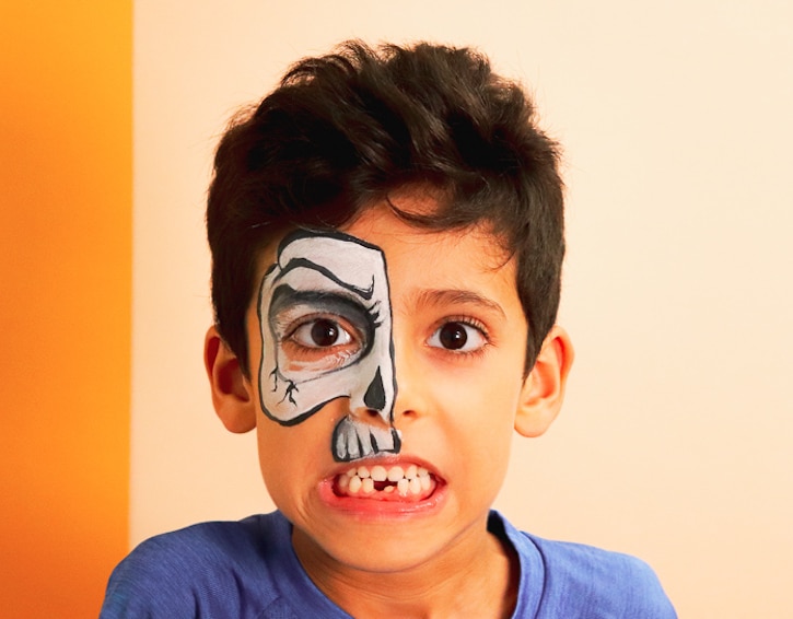 parties play easy halloween face painting skull finished