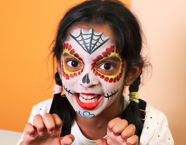 parties play easy halloween face painting sugar skull finished