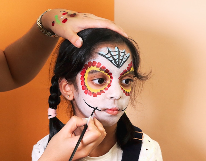 parties play easy halloween face painting sugar skull mouth