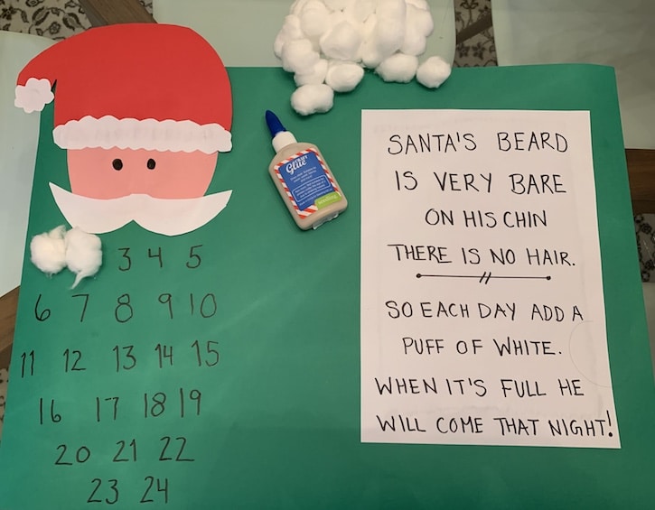 parties play christmas crafts santa beard advent calendar