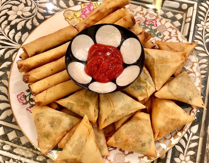 parties play party snack ideas samosas spring rolls