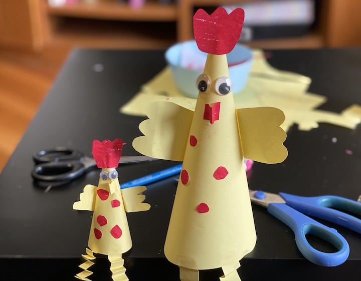 easter crafts paper roosters parties play