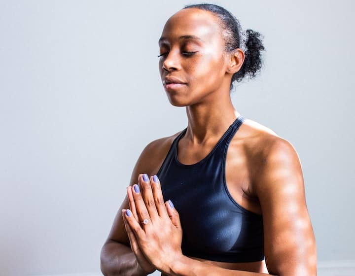 Woman meditating during yoga