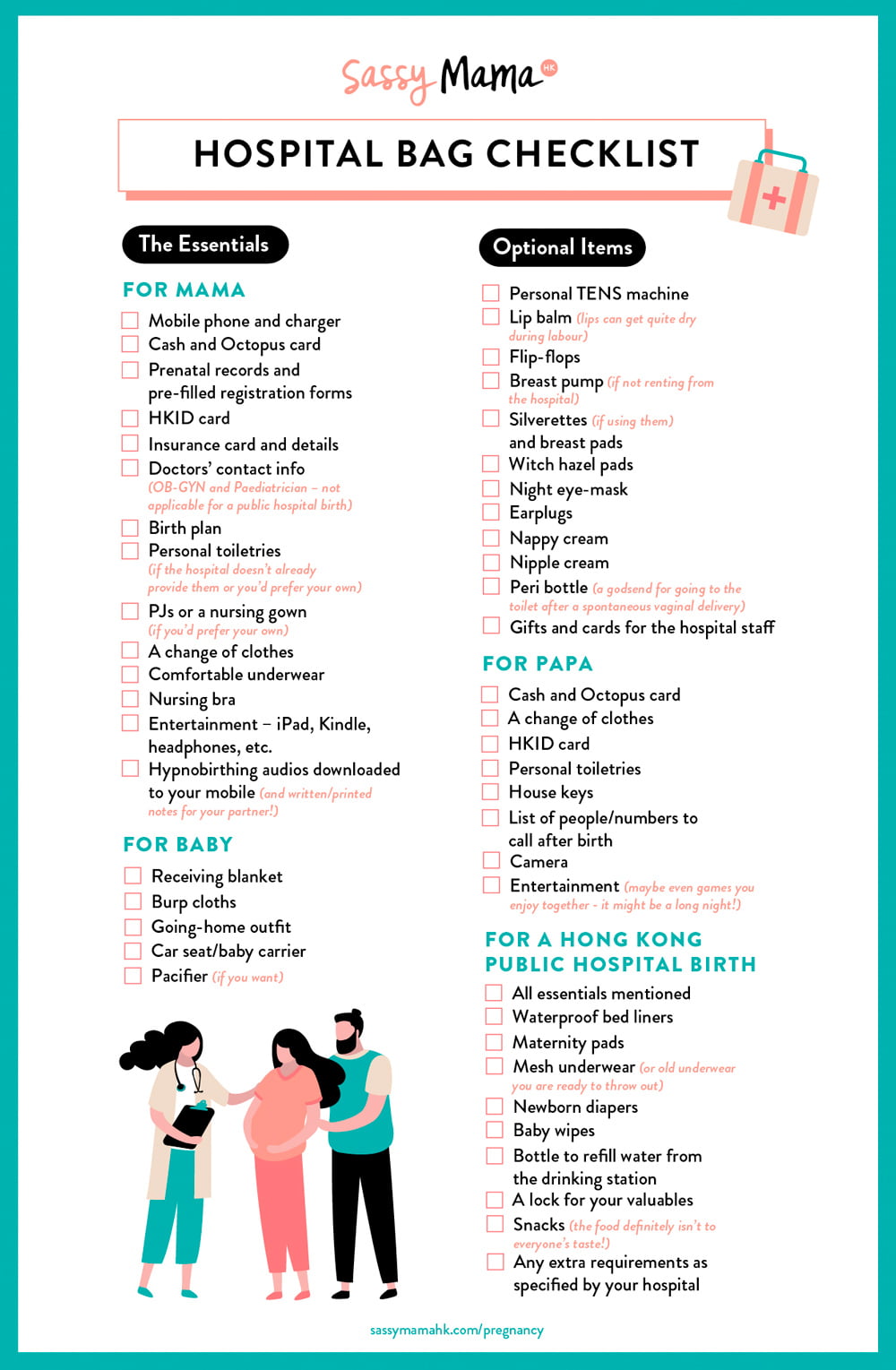 Your Pregnancy Hospital Bag Checklist And Birth Plan Template