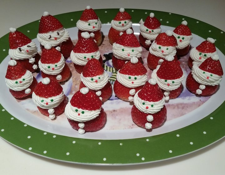strawberry santas Christmas snack recipes eat