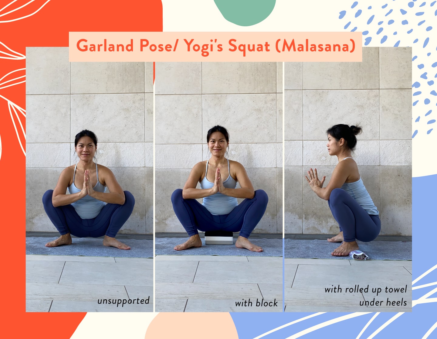 garlands pose yogi squat prenatal yoga