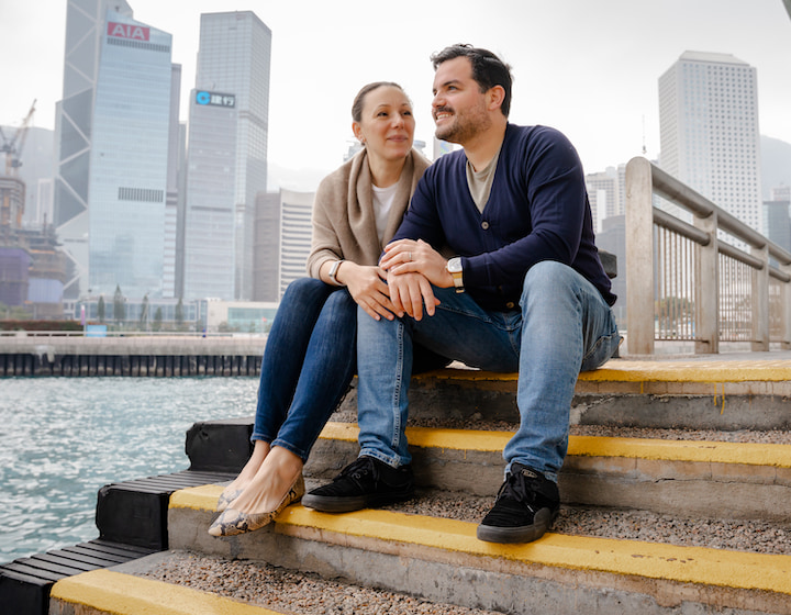 Arturo Sims and his wife Ana, Musubi Hiro Hong Kong