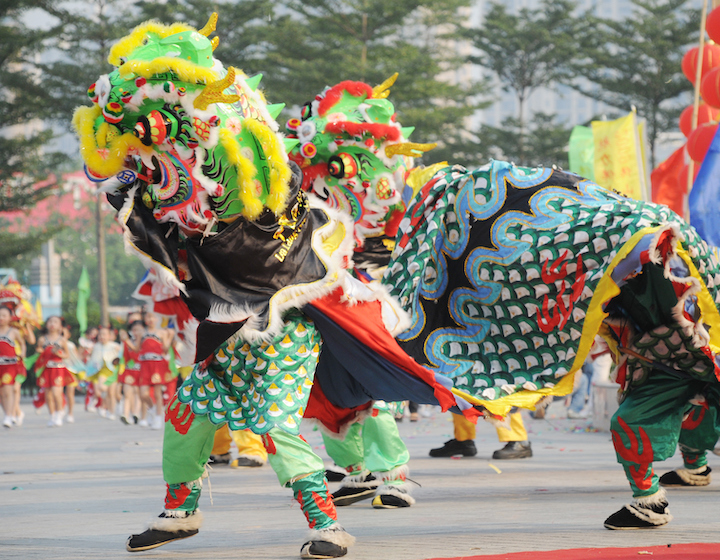 Chinese Lion Dance New Year 2024
