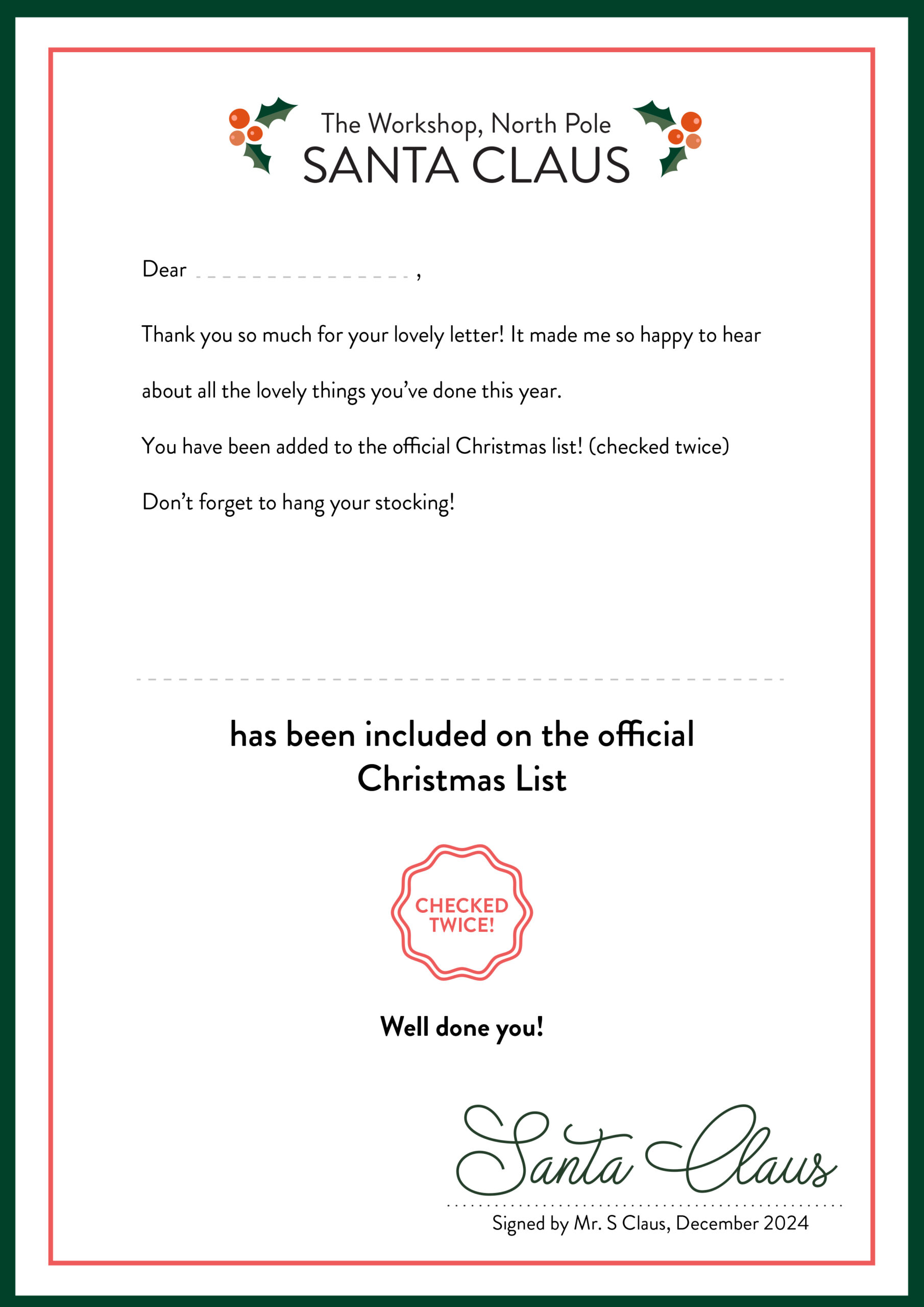 Sassy Mama Certificate From Santa 2024