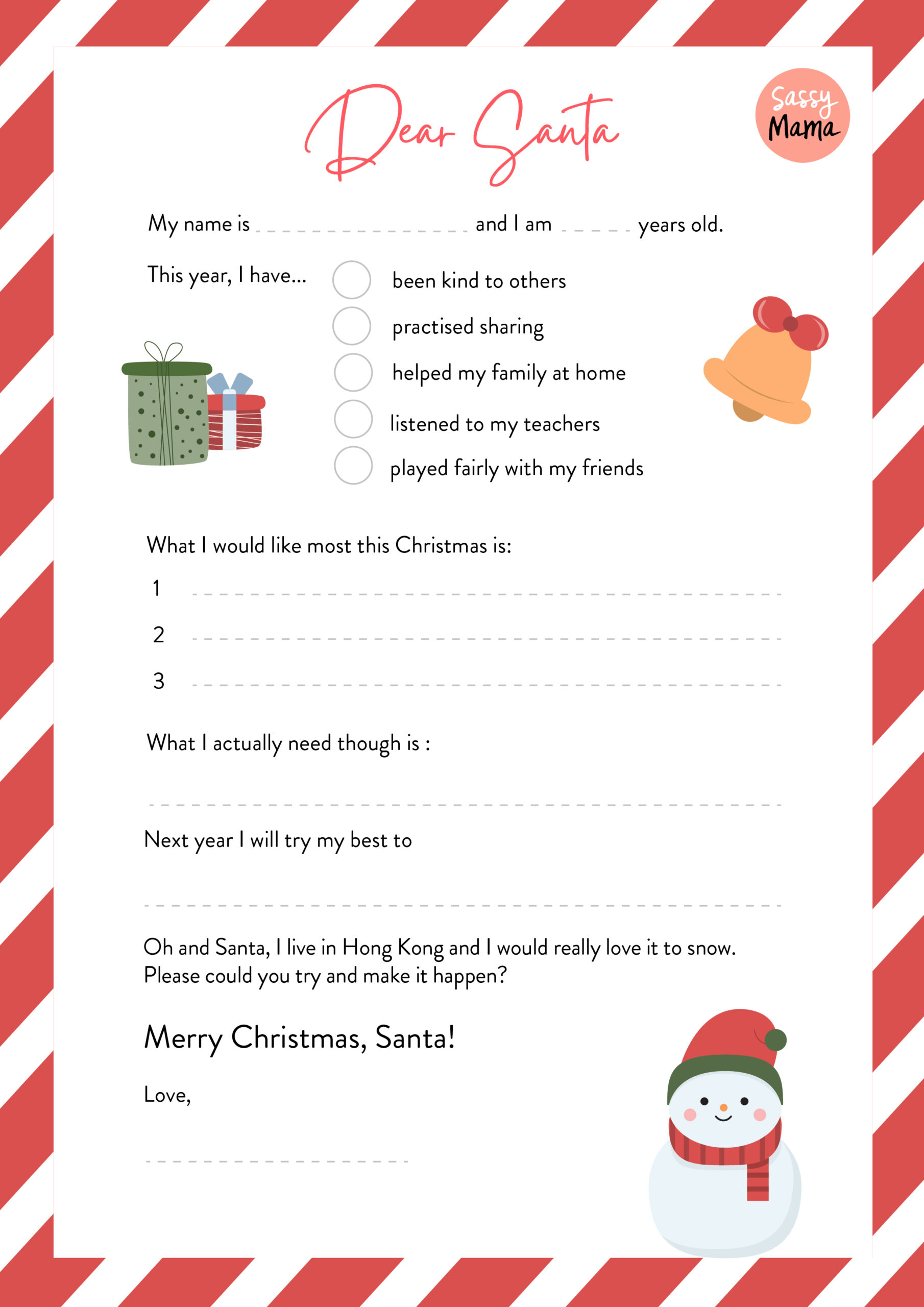 Sassy Mama Letter To Santa