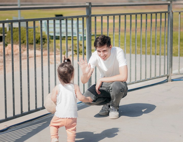 having the sex talk with kids, birds and the bees chat, father and daughter outside