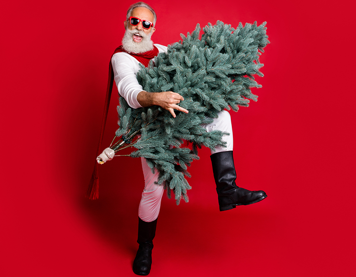 man with a christmas tree, christmas tree hong kong free delivery 