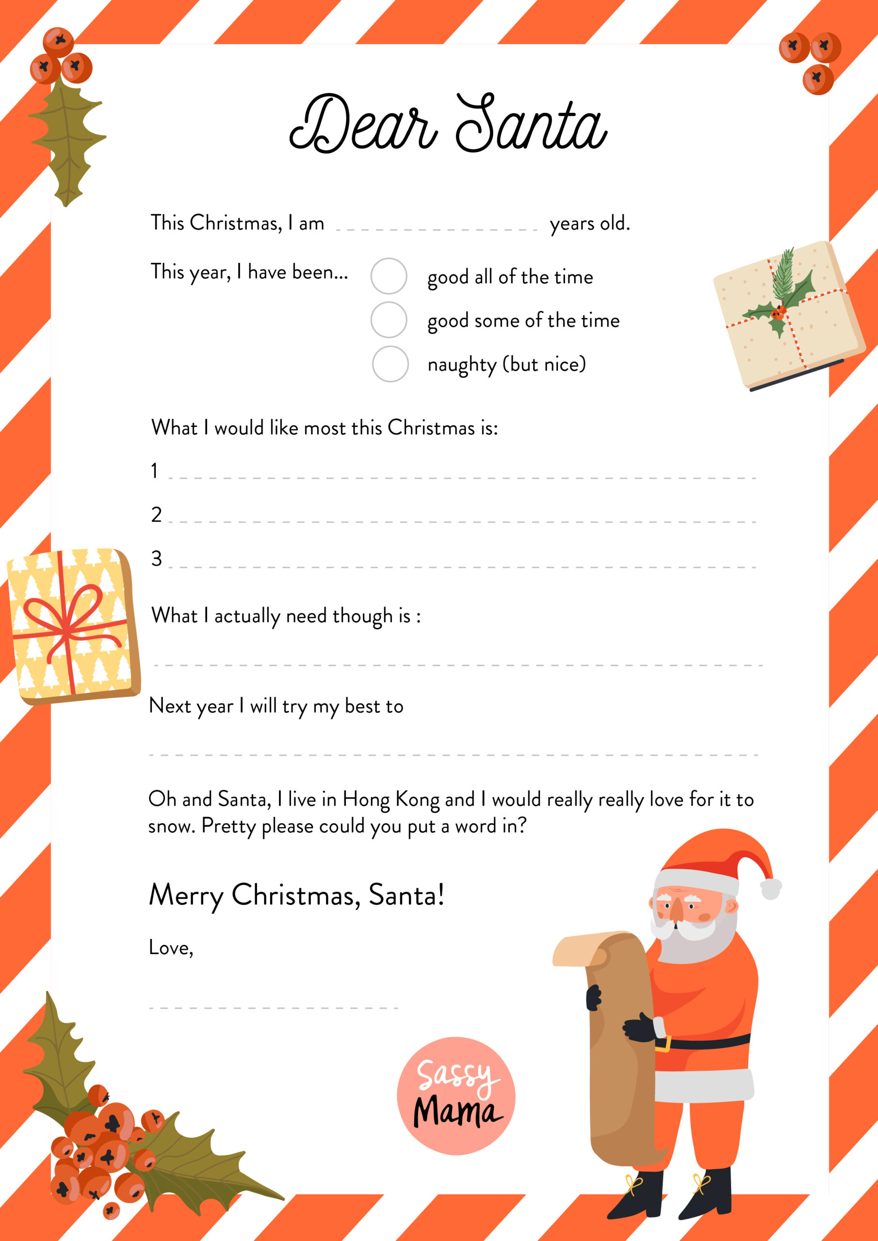 how to post your hong kong letter to santa: free downloadable