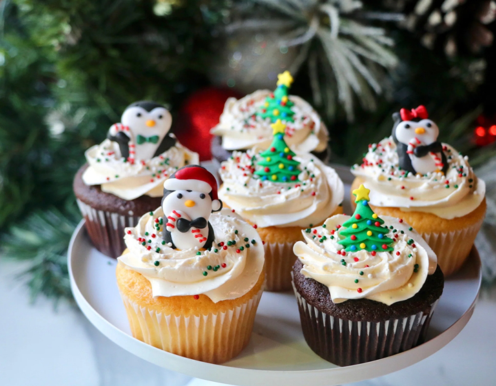 baking maniac christmas themed cupcakes santa penguins, where to order christmas desserts in hong kong
