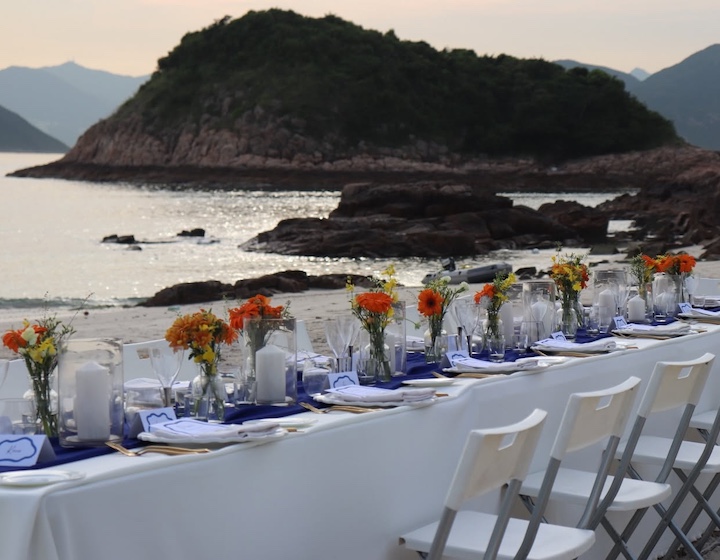 private dining Hong Kong beach set up by relish kitchen catering