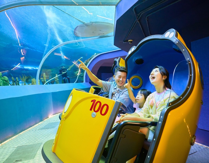 family ride an underwater attraction at Chimelong ocean kingdom zhuhai