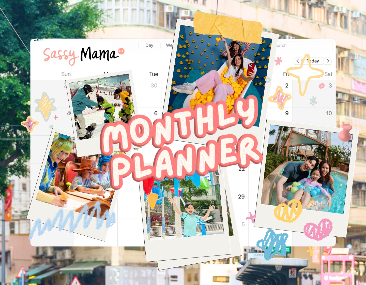 sassy mama kids activities and family events monthly planner collage for July
