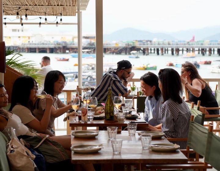 family dining at terracotta restaurant on Lamma Island