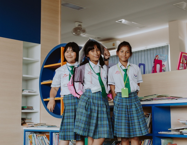three asian students at an affordable international school in Hong Kong