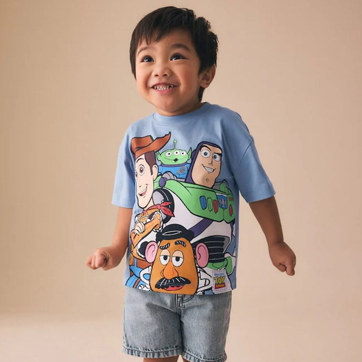 little boy in a Toy Story shirt from Next Direct Kids, next kids ships to Hong Kong for kids clothing and more