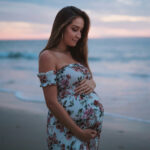Pregnant woman wearing a maternity dress by the beach in Hong Kong, where to buy the best maternity clothes in HK