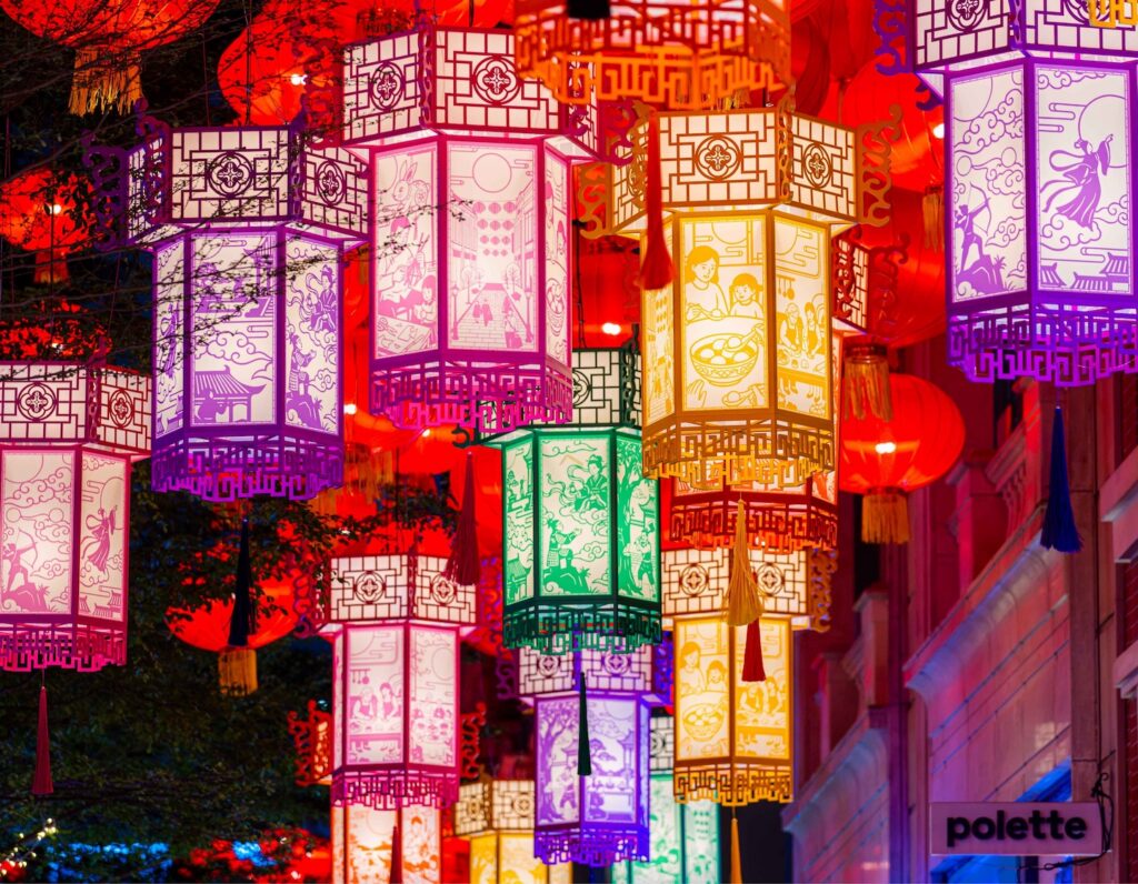colourful lanterns on display at Lee Tung Avenue for mid autumn festival in Hong Kong 2026