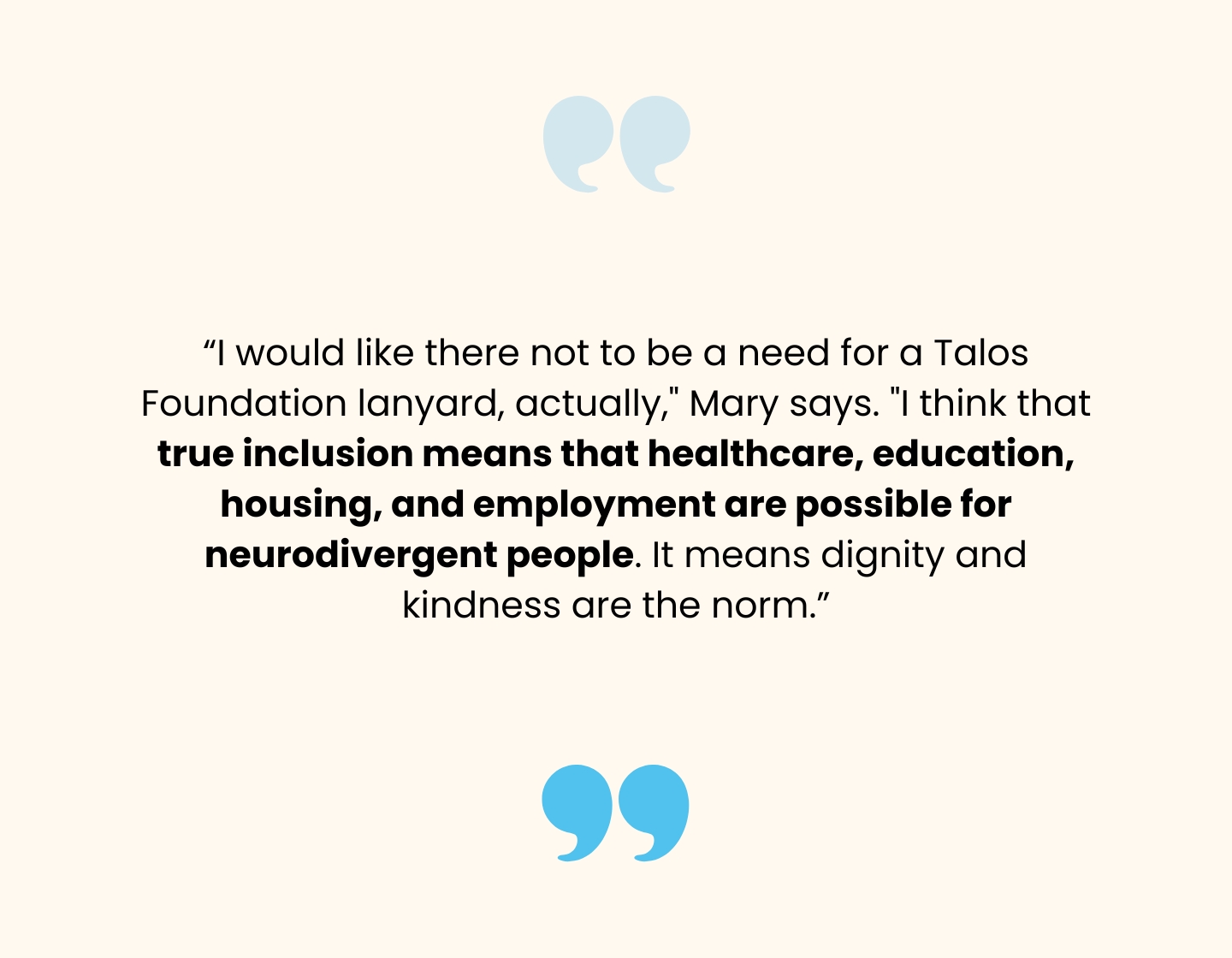 graphic with quote by Mary Shaus from Talos Foundation