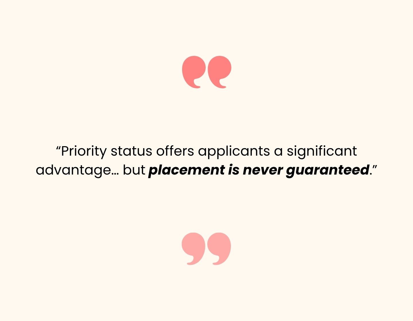 esf applications graphic quote "priority status offers applicants a significant advantage... but placement is never guaranteed."