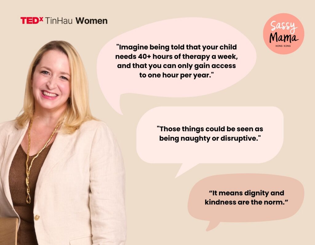 graphic image of Mary Shaus, the founder of Talos Foundation, with quotes from her interview with sassy mama