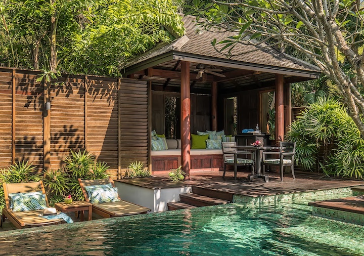 the pool and cabana in a private villa at Anantara Mai Khao phuket villas