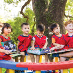 students outside at Norwegian International School in Hong kong