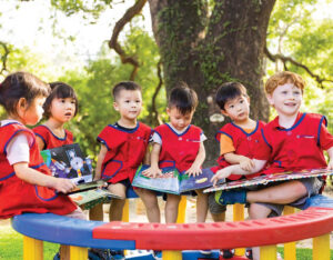 students outside at Norwegian International School in Hong kong