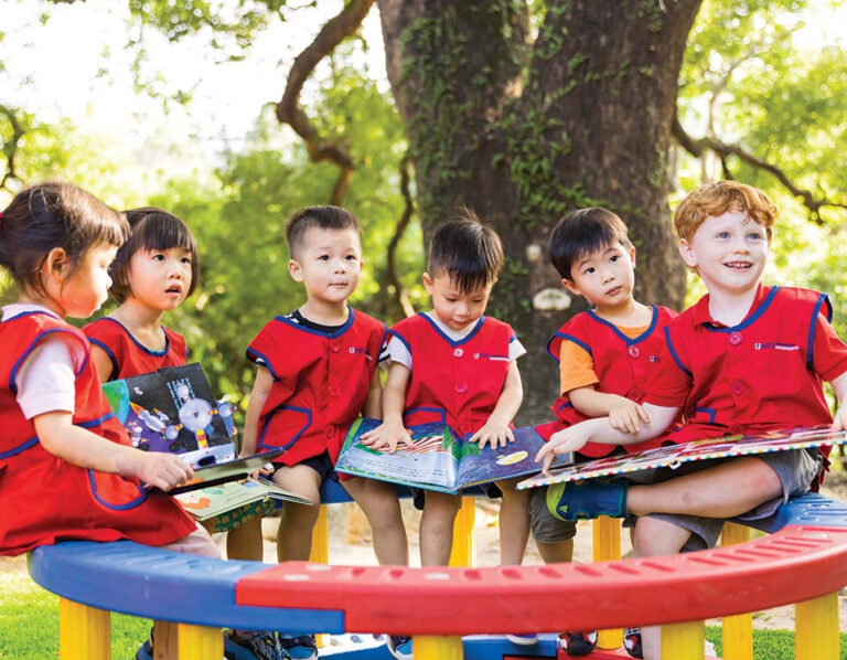 students outside at Norwegian International School in Hong kong