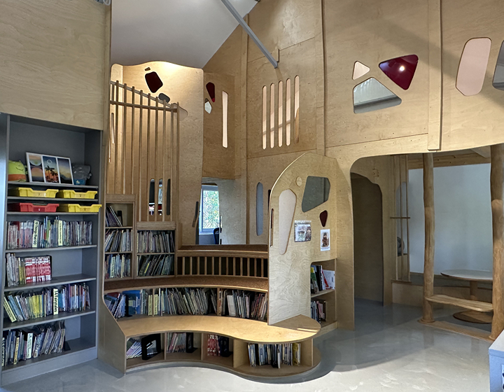 treehouse themed library in Norwegian International School