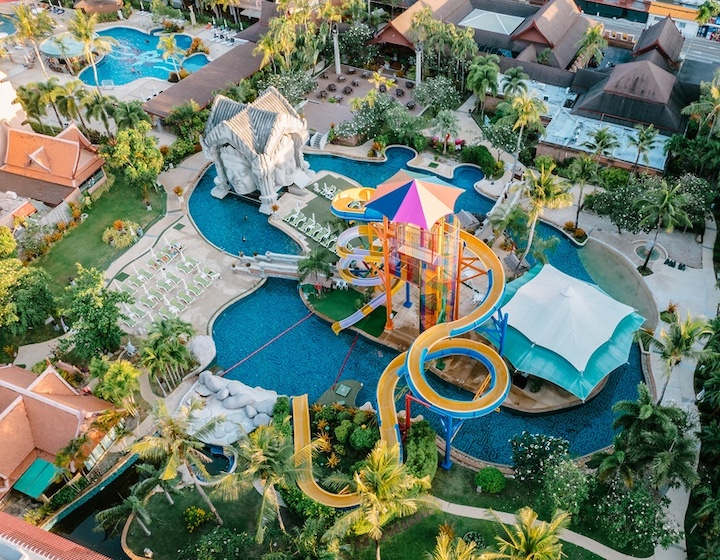aerial view of the water park and swimming pools at Phuket Orchid Resort & Spa