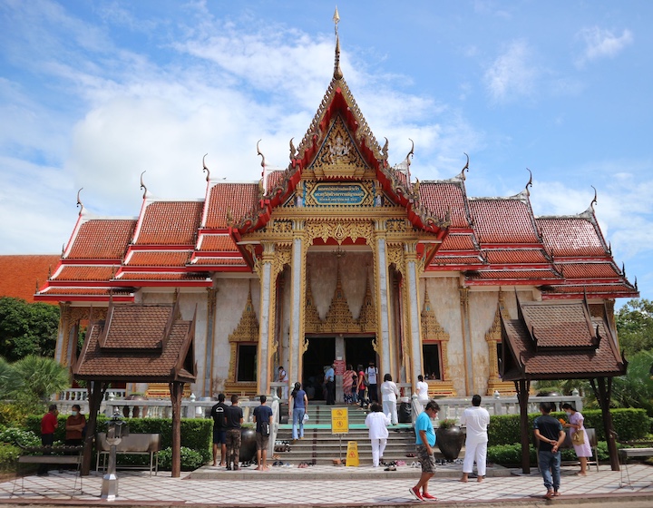 a beautiful temple in Phuket with blue sky