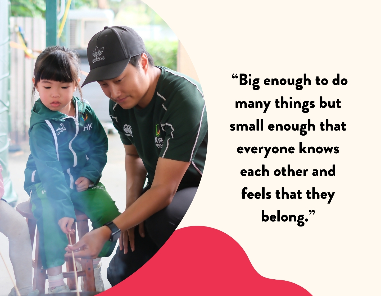 Graphic quote about ICHK Hong Lok Yuen's size and how it benefits students