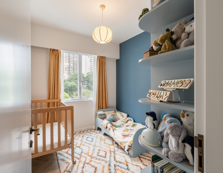 A cute toddler and baby's room decorated by The Editors Company interior designers in Hong Kong