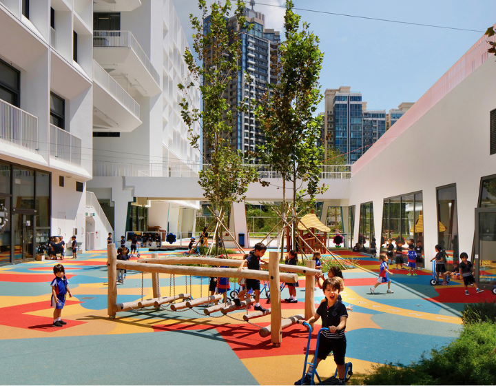 a group of kindergarten students in a classroom at French International School hong kong